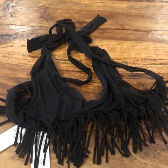 Pilyq PQ Fringe X-Back Bralette Bikini Top Black Small - Picture 3 of 6